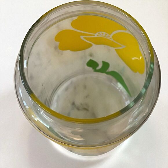 Anchor Hocking Apothecary Coffee Jar Yellow Buttercup Glass Bubble Lid Vintage - Picture 5 of 5